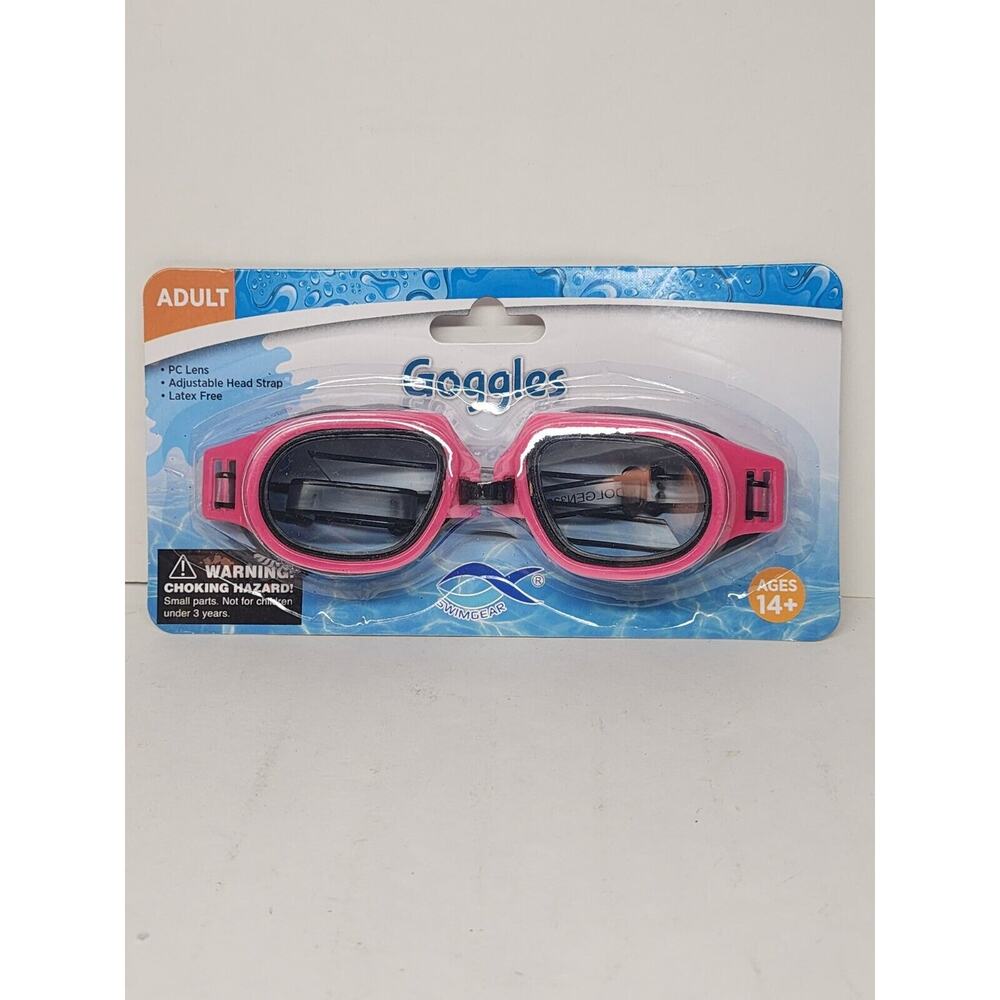 Swimgear Adult Pink Swim Goggles - PC lens Adjustable Latex Free Age 14+